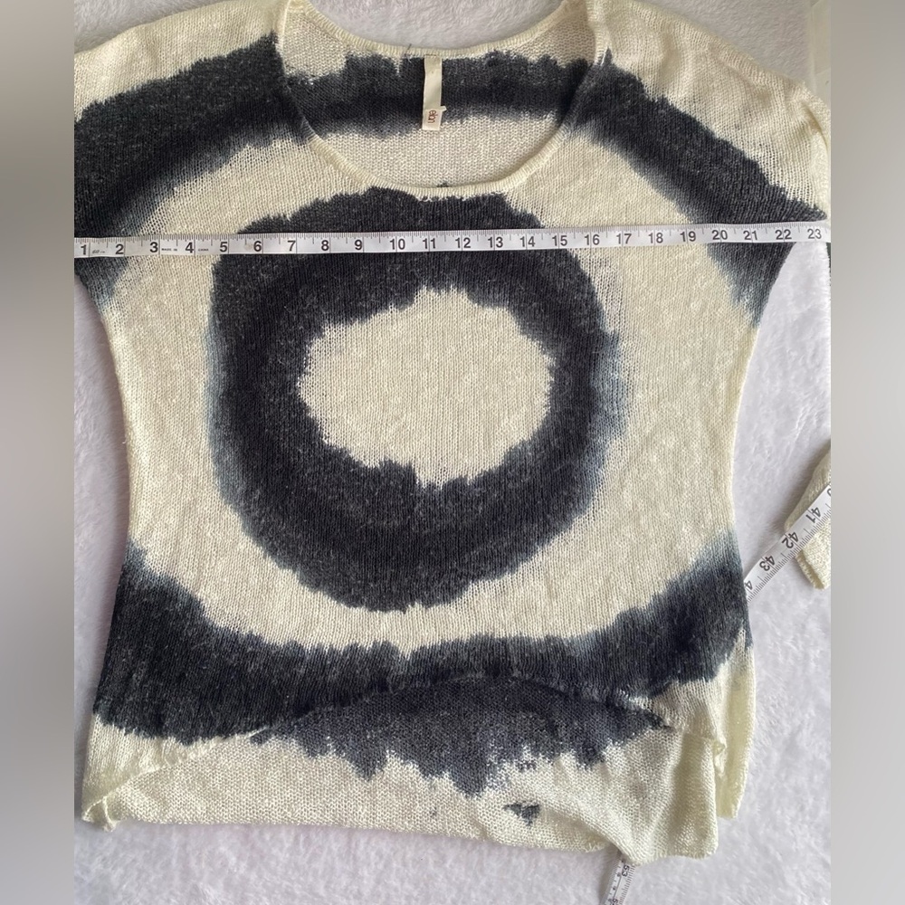 Elan Boho Tie Dye Lightweight High Low Sweater Ivory Black S - Picture 6 of 9